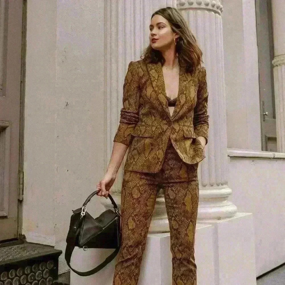 JOIE Anthropologie x REVOLVE Anilah Mesa Snakeskin Python Print Blazer Sz. XXS - Picture 1 of 15